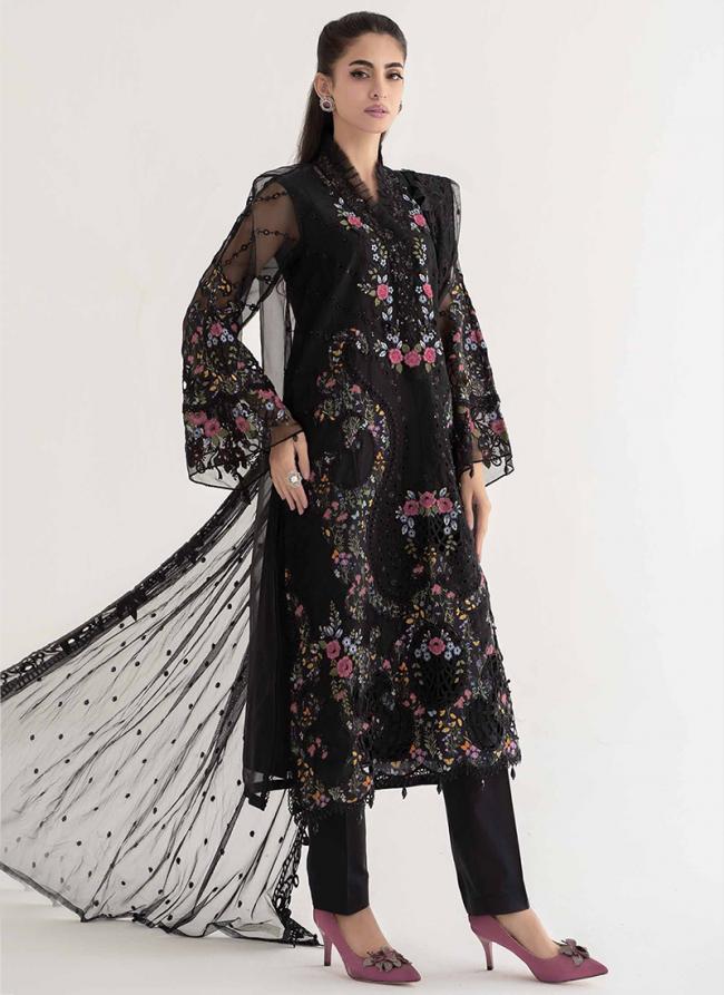 Heavy Cotton Black Traditional Wear Embroidery Work Pakistani Suit